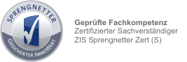 Siegel: Geprüfte Fachkompetenz – Zertifizierter Sachverständiger ZIS Sprengnetter Zert (S)